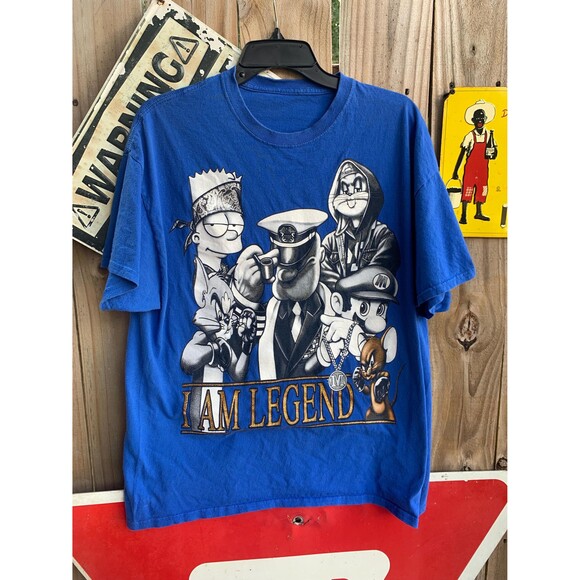 Vintage Y2K Mario Popeye Bart Sylvester buggs cartoon band T-shirt XL - Picture 1 of 6